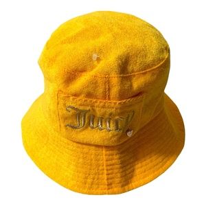 Juicy Couture bucket hat, yellow hat with logo